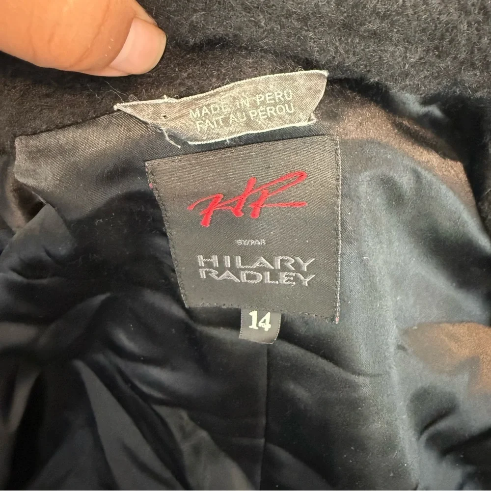 Hilary Radley Baby Llama Wool Blend Overcoat Women 14 Black Incalpaca Jacket